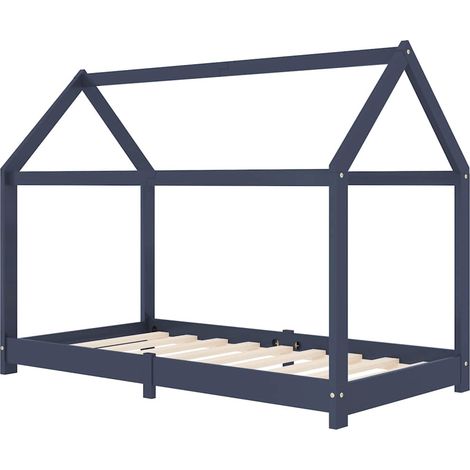 vidaXL Giroletto per Bambini Grigio in Massello di Pino 70x140 cm