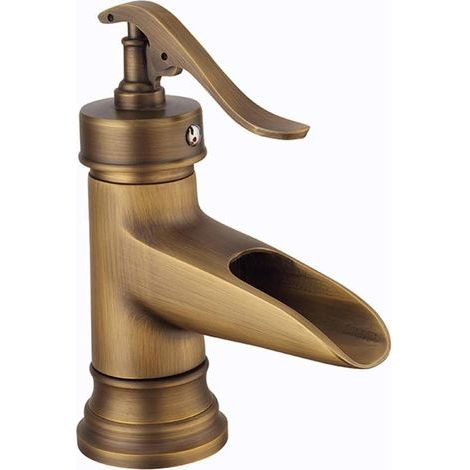 Basin Faucets, Antique Brass Basin Mixer Tap Vintage Retro Style Bathroom Sink Faucet Hot and Cold Mixer Tap,Golden (1/5)