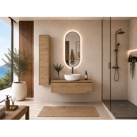 Conjunto mueble de baño FORMENTERA sin espejo con modulo de 100 cm y lavabo sin columna (1/5)