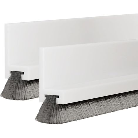 2 Pieces 100 x 5.5 cm Door Seal with Brush, Door Seal for Wind and Dust Protection, Door Insulation Brush, Bottom of Door Seal Brush for Anti-Insect Soundproofing (White) (1/5)