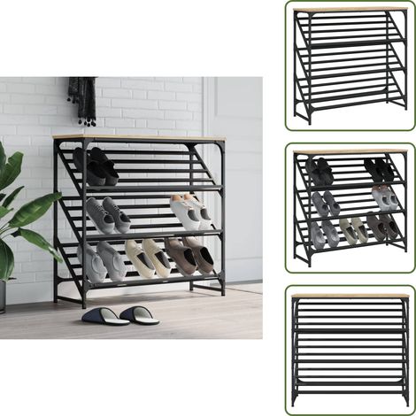 The Living Store Étagère à chaussures chêne sonoma 90x30x85 cm bois d'ingénierie - Etagere Chaussure - Meuble Entrée - Rangement Chaussures - Organiseur Chaussures - Étagère Bois