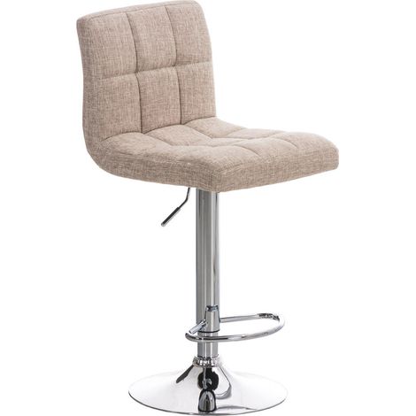 Sgabello da bar x1 con poggiapiedi regolabile in altezza design moderno in tessuto crema 100000051