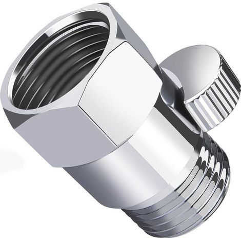 Brass Shower Flow Control Valve (Chrome Plated): Shower Head Shut-Off Valve (Female & Male), Water Flow Control Valves, for Handheld Shower Head or Bidet Sprayer - Handle Lever (1/5)