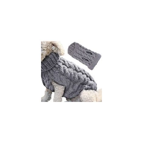 Pull pour chien en maille torsadée unie - Gris XL (1/5)