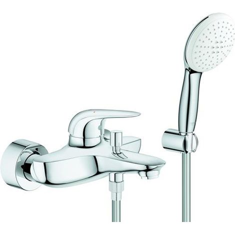 EH-Baignoire encastrée. Eurostyle 252863 avec ensemble de fixation murale, levier, fermeture chromée