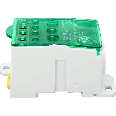 Boîte de jonction pour rail DIN, bornier de distribution principale universelle 400A 690V, vert, bornes de raccordement électrique. (1/5)