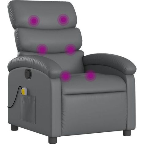 Fauteuil de massage inclinable en similicuir gris (1/5)