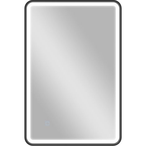 Espejo de baño LED 90 x 60 cm negro con 3 colores de luz, regulable y memoria (1/5)