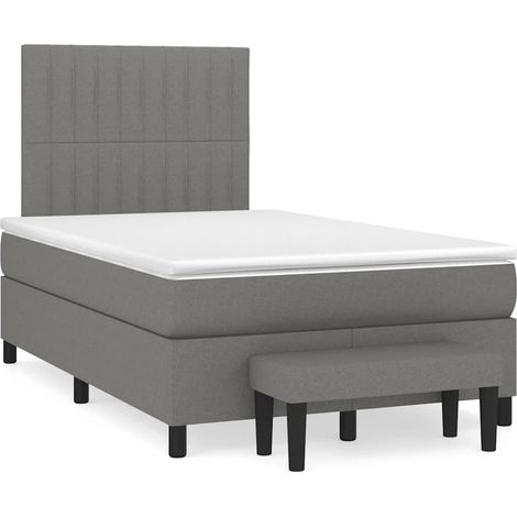 Cama box spring con colchón tela gris oscuro 120x190 cm (1/5)