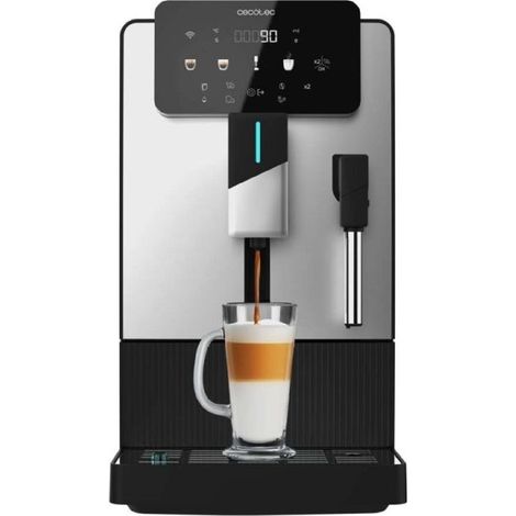 Machine à espresso 1,1 L noire autonettoyante avec latte art