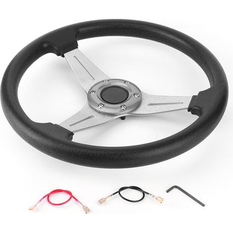 Volant sport de course de haute qualité de 14 pouces (350 mm), volant de performance pour modification de voiture, disponible en plusieurs couleurs, argent. (1/5)