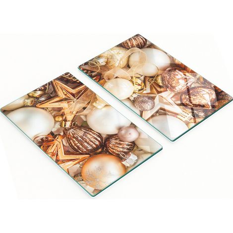 Tablas de cortar de cristal para cocina con dise帽o de adornos navide帽os (2 x 30 x 52 cm)