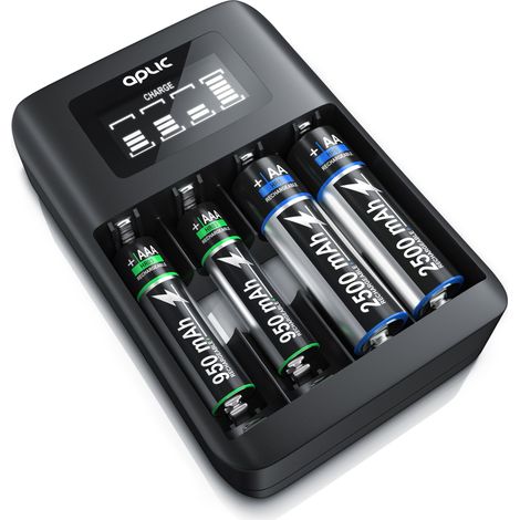 Aplic Batterie-Ladegerät 1800 mA, 4-Schacht USB Ni-MH Akku-Lader, Individuelle Ladeschachtüberwachung (1/5)