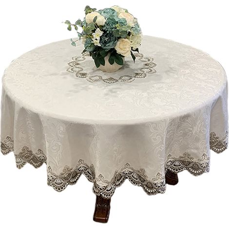 1 nappe ronde - S151 lin gris - 130 cm de diamètre (convient aux tables rondes de 70 à 90 cm) (1/5)