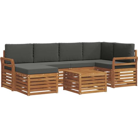 vidaXL Ensemble de canapés d'extérieur 7 pc Naturel et Anthracite