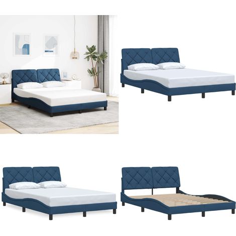 vidaXL Cadre de lit sans matelas bleu 140x190 cm tissu (1/5)