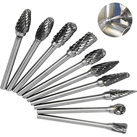 Lefou 10 pcs Double Coupe de Tungstène Burres Rotatives en Carbure Massif En Acier Set 3mm Queue Foret de Torsion de Tiges Pour Outils Rotatifs Dremel Lefou (1/5)