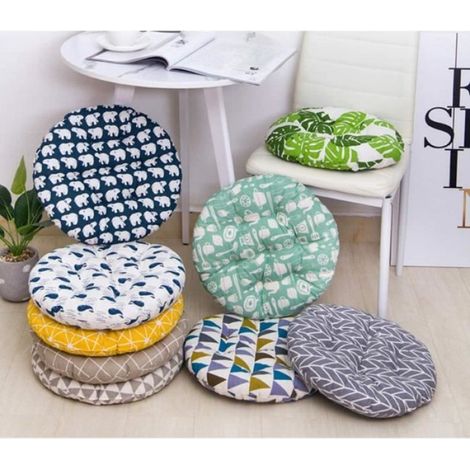 2 pcs Coussins de chaise de salle à manger bureau - Coussin d'assise moelleux - Coussin rond épais - Forêt géométrique (1/4)