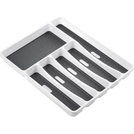 Range couverts - 6 cases - Bi-matière - 40 x 32,5 x 5 cm - Gris (1/5)