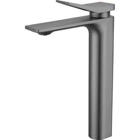 High-quality gunmetal gray washbasin faucet, hot and cold water, bathroom sink faucet with splash-proof design - tall gunmetal gray model