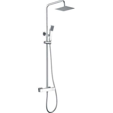 Set colonna doccia - Asta doccia termostatica estensibile in acciaio inox con doccetta e maniglia doccia in cromo (1/5)