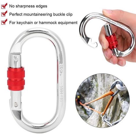 6 Mousquetons de Sécurité Robustes, 25 KN, en Acier Inoxydable, pour Escalade, en Rappel, Hamacs, Chiens (1/5)