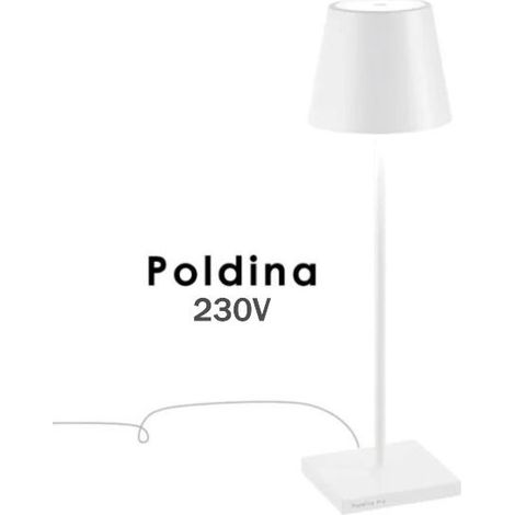 Lampada da Tavolo Poldina Bianca 230V con spina LED Dimmerabile 11x38 cm - Design Moderno in Alluminio (1/3)