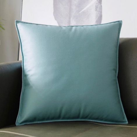 Taie d'oreiller simple bleu glacier 60x70 Taie d'oreiller à motif litchi en similicuir, coussin de tête de lit, coussin de bureau, taie d'oreiller de canapé (1/5)