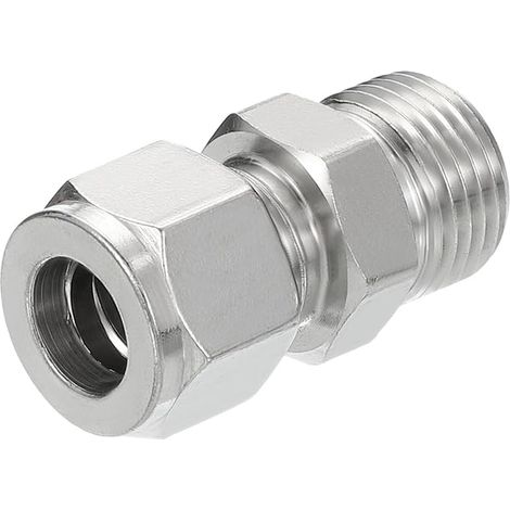 PATIKIL 1/2G x 12mm 304 Stainless Steel Compression Tube Fitting, Double Compression Tube Fitting Straight Adapter (1/4)