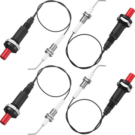 4-teiliges Propangas-Piezo-Zünder-Set mit Gewinde-Keramikelektrode und 30 cm Zündkabel für Gasgrills, Kamine, Heizgeräte und Öfen