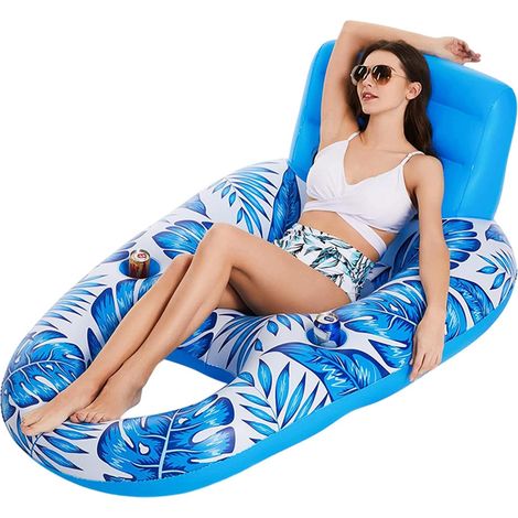 Matelas gonflable - Chaise de natation avec porte-gobelets - Hamac gonflable à eau - Matelas de plage pour adultes et enfants - Matelas à eau d'été en plein air (1/5)