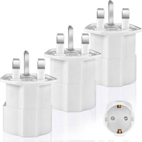 BelleRise - Adaptateur Prise Anglaise 3 Pièces Adaptateur de Voyage France vers UK Adaptateur Type G, Adaptateur Prise Anglaise vers France (1/5)