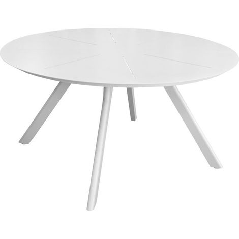 Table de jardin ronde 150 cm – Aluminium époxy blanc – 6 places – Piétement tulipe – Design léger et résistant – Proloisirs (1/5)