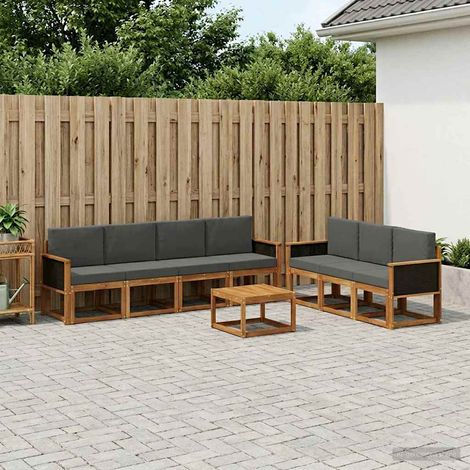 vidaXL Set di divani da esterno 7 pz Naturale e Antracite (1/5)