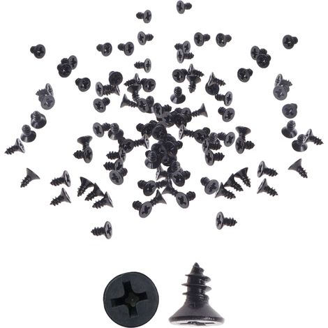 50 vis autotaraudeuses à tête plate noire, vis multi-usages M3 x 6 mm, acier inoxydable zingué noir 304, adaptées à la métallurgie, au bois, à l'entretien des meubles, aux panneaux de plâtre et aux pl (1/5)