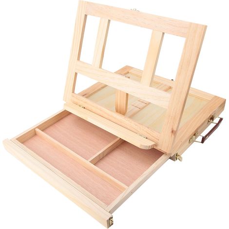 Chevalet d'artiste pliable et réglable, chevalet de bureau portable avec tiroir. (1/5)