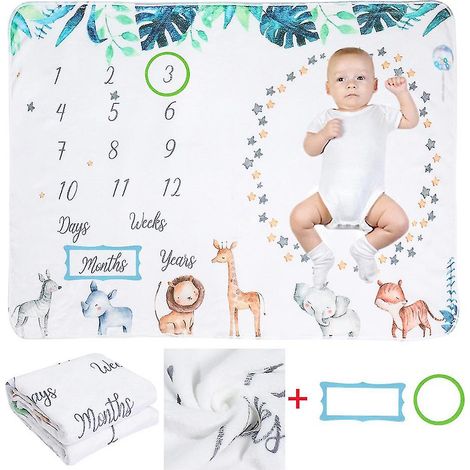 Couverture en flanelle pour bébé, accessoire photo, motif animal, 75 x 100 cm (1/4)