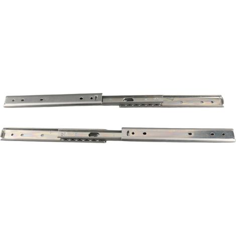 2 glissières de tiroir 200mm, 27mm de large, 3 plis, extension totale, acier laminé à froid, double rangée de roulements à billes (1/5)