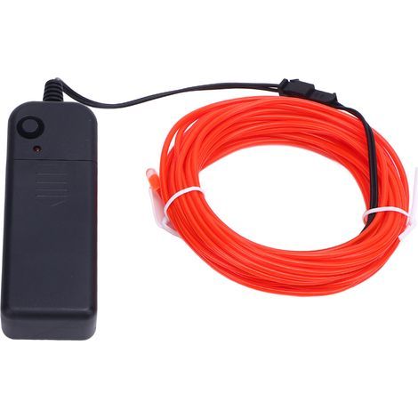 Corde lumineuse rouge découpable à 360 degrés, 2 pièces, fil EL rouge, 16,4 pieds/5m, pour les fêtes, décoration de la journée de toutes les reliques (1/5)
