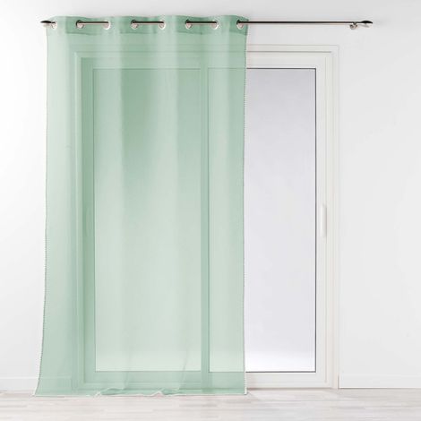 Voilage à oeillets 140 x 240 cm liseré blanc Louise Vert sauge (1/5)