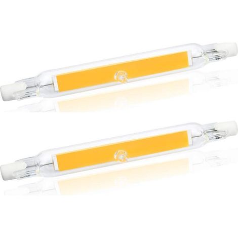 Ampoule LED 5W R7S 78MM J78 COB Filament, 500 lumens 360 degrés, équivalent à une ampoule halogène 30W 48W 50W, (2 pièces, blanc chaud 2700K)