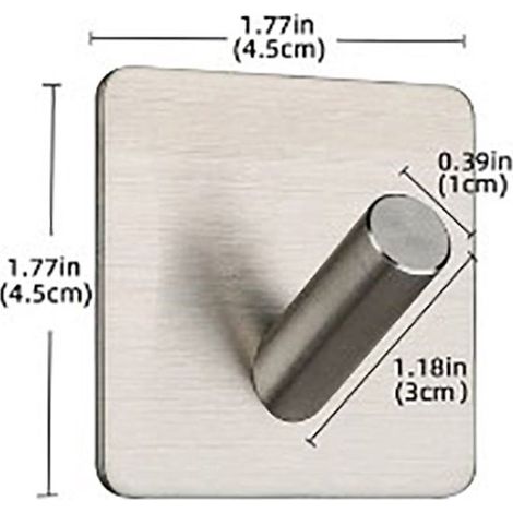 Crochets porte-serviettes autocollants - Porte-serviettes - Crochets de suspension autocollants - Lot de 4 - Carrés - Argentés avec épingle coudée (1/4)