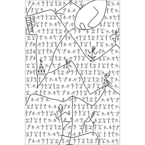 Sticker réfrigérateur et lave vaisselle, bonhommes créativité art enfantin déco, 75 cm X 49 cm (1/4)
