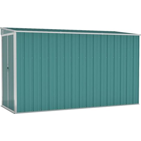 Abri de jardin,Remise Cabane pour outils,Stockage Rangement Extérieur mural Vert 118x288x178 cm Acier galvanisé CFW86388
