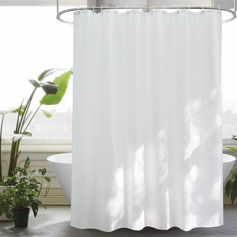 Tenda da doccia 180 x 200 cm, in tessuto tessile, bianca, antimuffa, impermeabile, per il bagno, lavabile, ad asciugatura rapida, poliestere