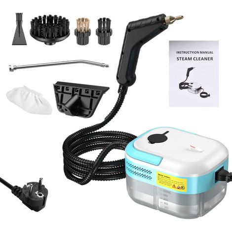 Clean à vapeur portable 1200W Portable 15s chaleur rapide 105 ℃ / 221 ℉ Machine de nettoyage en profondeur à haute température avec réservoir d'eau de 1200 ml 3 têtes de pinceau 1 pellette de fenêtre (1/4)
