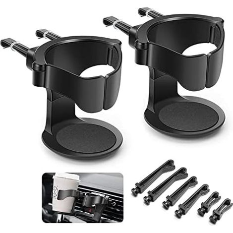 Porte Gobelet Voiture, 2PCS Support Gobelet Voiture, Porte-gobelet de Voiture Réglable, pour Grille d'Aération de Voitures (1/5)
