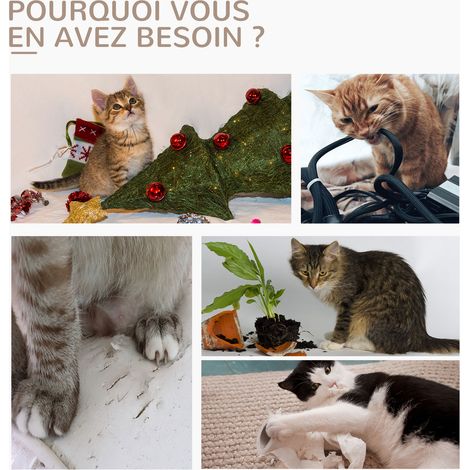 Poteau à gratter pour chat griffoir pour chat balle avec clochette 2 brosses de toilettage 59,5 x 39 x 79 cm beige gris (1/5)