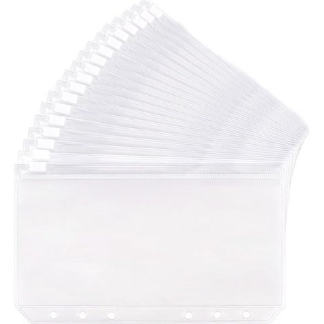 18er-Pack transparente A4-Ordneraufbewahrungstaschen (21 x 15 cm) aus PVC mit Reißverschluss und 6 Löchern (1/5)
