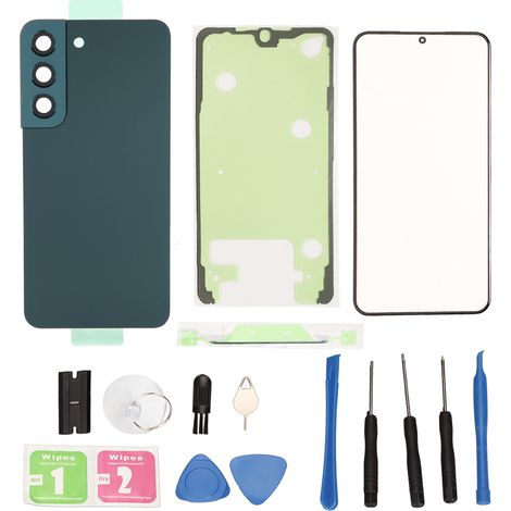 Panneau arrière en verre vert pour Samsung Galaxy S22, kit de coque arrière bien ajusté avec vitre extérieure. (1/5)